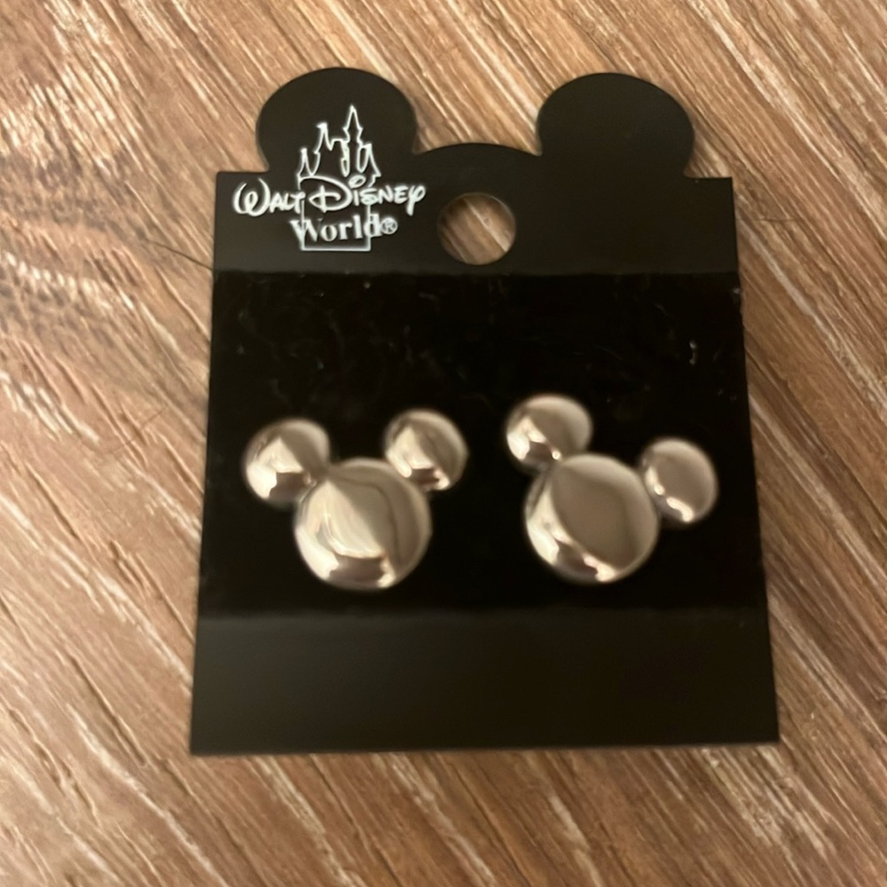 Mickey Mouse Disney Silver Tone Stud Earrings